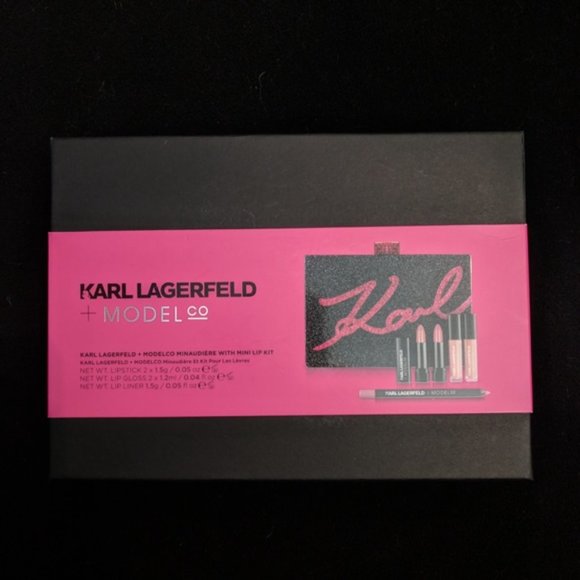 New in Box Karl Lagerfeld x ModelCo Minaudière Bag + Lip Kit - Picture 2 of 7